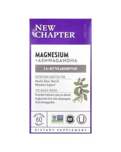Магній та Ашваганда, Magnesium + Ashwagandha, New Chapter, 60 таблеток