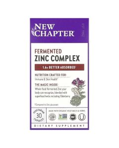 Цинк, ферментований комплекс, Fermented Zinc Complex, New Chapter, 30 таблеток