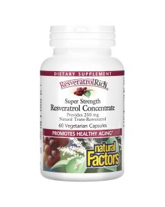 Концентрат ресвератролу, ResveratrolRich, Resveratrol Concentrate, Natural Factors, 60 вегетаріанських капсул