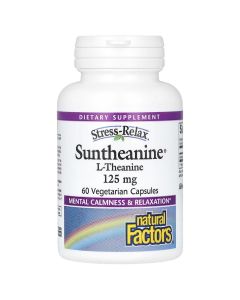 L-теанін, 250 мг, Stress-Relax, Suntheanine, L-Theanine, Natural Factors, 60 вегетаріанських капсул
