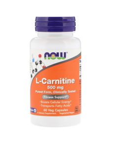 L-Карнітин, 500 мг, L-Carnitine, Now Foods, 60 вегетаріанських капсул