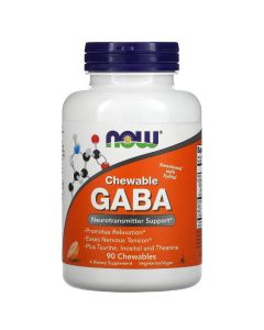 GABA (Гамма-Аміномасляна Кислота), Цитрусовий Смак, Now Foods, 250 мг, 90 жувальних таблеток