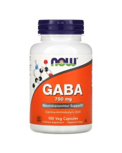 GABA (Гамма-Аминомасляная Кислота) 750 мг, Now Foods, 100 вегетарианских капсул