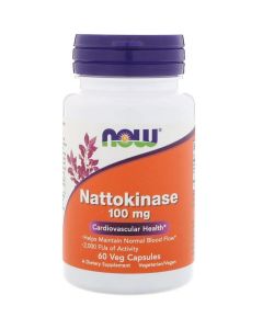 Наттокіназа, 100 мг, Nattokinase, Now Foods, 60 вегетаріанських капсул