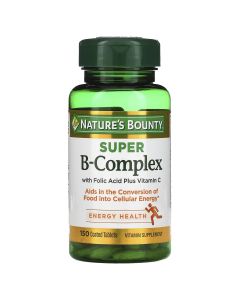 Комплекс витаминов B с фолиевой кислотой и витамином С, Super B-Complex with Folic Acid Plus Vitamin C, Nature's Bounty,  150 таблеток