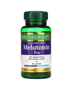 Мелатонин двойного спектра, 5 мг, Melatonin Dual Spectrum, Nature's Bounty, 60 таблеток