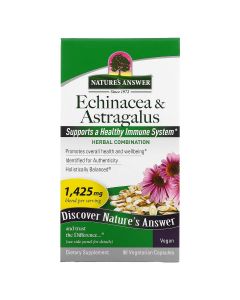 Ехінацея та астрагал, Echinacea & Astragalus, Nature's Answer, 90 вегетаріанських капсул