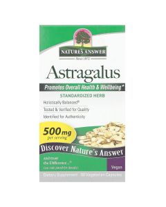 Астрагал, 500 мг, Astragalus, Nature's Answer, 60 вегетарианских капсул