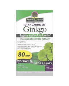 Гинкго Билоба, 80 мг, Standardized Ginkgo, Nature's Answer, 60 вегетарианских капсул