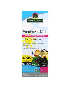 Черная бузина для детей, 4000 мг, Sambucus Kid's Formula, Nature's Answer, 120 мл