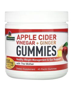 Яблучний оцет з імбиром, 500 мг, Apple Cider Vinegar+Ginger Gummies with The Mother, Nature's Answer, 45 жувальних цукерок