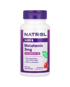 Мелатонін швидкорозчинний, 3 мг, смак полуниці, Melatonin, Fast Dissolve, Natrol, 90 таблеток