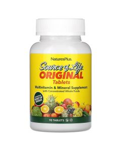 Мультивитамины и минералы, Source of Life, Multi-Vitamin & Mineral Supplement, Natures Plus, 90 таблеток