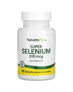 Селен с витамином Е, 200 мкг, Super Selenium With Vitamin E, Natures Plus, 90 таблеток