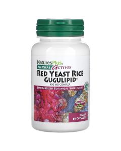 Червоний Дріжджовий Рис + Гуггулстерони, Herbal Actives, Natures Plus, 60 вегетаріанських капсул
