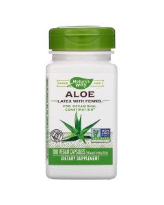 Алое Вера з фенхелем, 140 мг, Aloe Latex with Fennel, Nature's Way, 100 вегетаріанських капсул