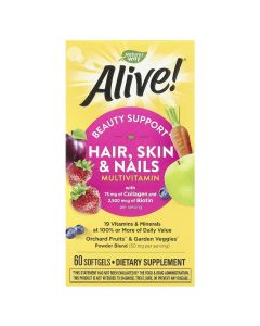 Мультивітаміни для волосся, шкіри та нігтів, смак полуниці, Alive! Hair, Skin & Nails Multi-Vitamin, Nature's Way, 60 гелевих капсул