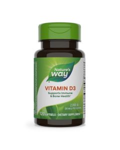 Вітамін D3, 50 мкг (2000 МО), Vitamin D3, Extra Strength, Nature's Way, 120 гелевих капсул