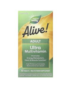 Мультивитамины для взрослых, Alive! Adult Ultra Potency Complete Multivitamin, Nature's Way, 60 Таблеток