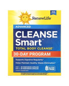 Очищение и детокс, 30-дневная программа, Advanced Cleanse Smart, Renew Life, 2 баночки по 60 вегетарианских капсул