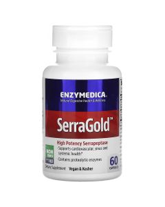 Cеррапептаза, SerraGold, High Potency Serrapeptase, Enzymedica, 60 капсул