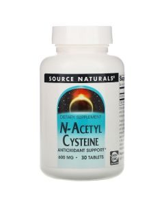 NAC (N-Ацетил-L-Цистеїн), 600 мг, N-Acetyl Cysteine, Source Naturals, 30 таблеток