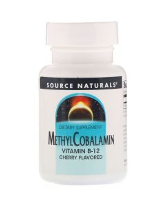 Метилкобаламін, Вітамін В12, 5 мг, Смак Вишні, MethylCobalamin Vitamin B12, Source Naturals, 30 таблеток для розсмоктування
