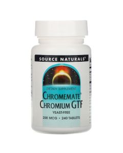 Хром GTF 200мкг, ChromeMate, Source Naturals, 240 таблеток