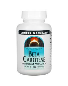 Бета Каротин (Витамин А) 25000IU, Source Naturals, 100 желатиновых капсул