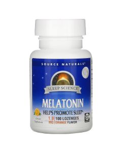 Мелатонін 1мг, Смак М'яти, Sleep Science, Source Naturals, 100 таблеток для розсмоктування