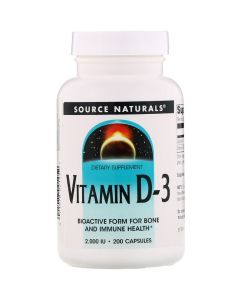 Вітамін D3 2000IU, Source Naturals, 200 капсул
