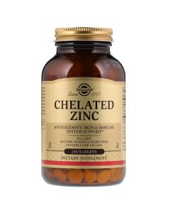 Цинк хелат, Chelated Zinc, Solgar, 250 таблеток