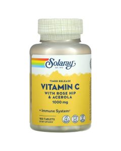 Витамин С Двухфазного Высвобождения, Vitamin C, Solaray, 1000 мг, 100 Таблеток