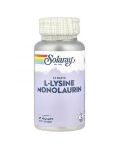 L-лізин і Монолаурін, L-Lysine Monolaurin 1:1 Ratio, Solaray, 60 вегетаріанських капсул