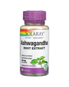 Ашваганда, 470 мг, Ashwagandha, Solaray, 60 вегетаріанських капсул