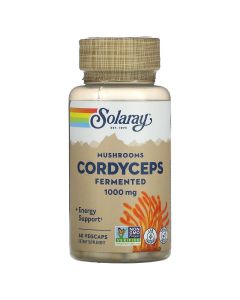 Кордицепс 500 мг, Ферментовані гриби, Organically Grown Fermented Cordyceps, Solaray, 60 вегетаріанських капсул