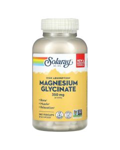 Магній Гліцинат високої засвоюваності, 350 мг, High Absorption Magnesium Glycinate, Solaray, 240 вегетаріанських капсул